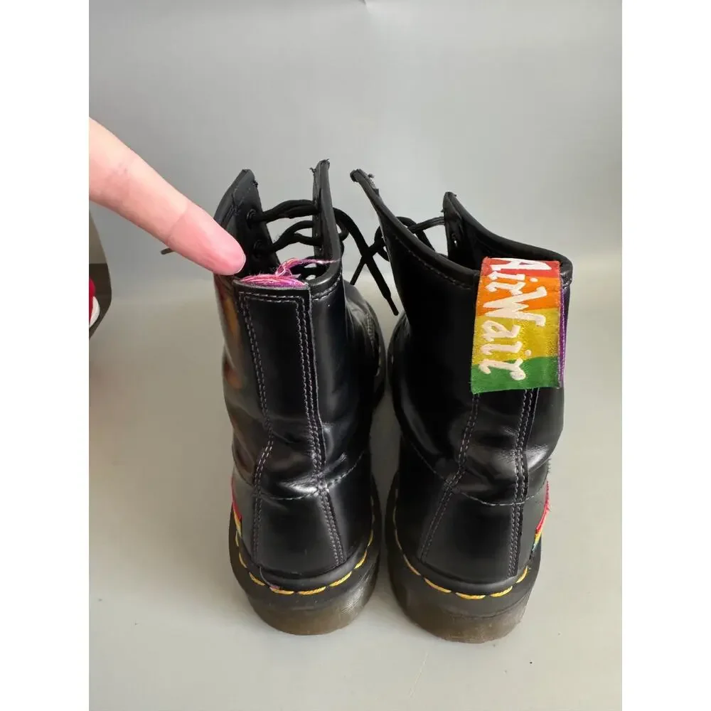 Dr. Martens 1460 Pride Rainbow Stitch Black Leather Combat Boots Women 8 Men 7 - Picture 7 of 14